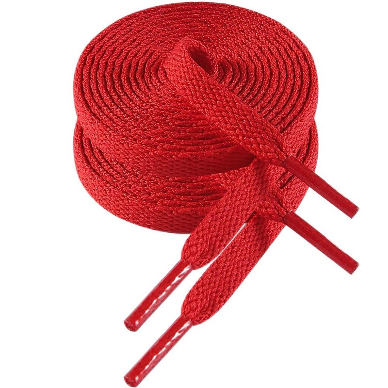 VSUDO 63 Inch Flat Red Shoe Laces for Sneakers, Shoelaces for Sneakers, Replacements High Top Shoe Strings for Women or Men (2 Pairs-Red-160CM) - Image 1